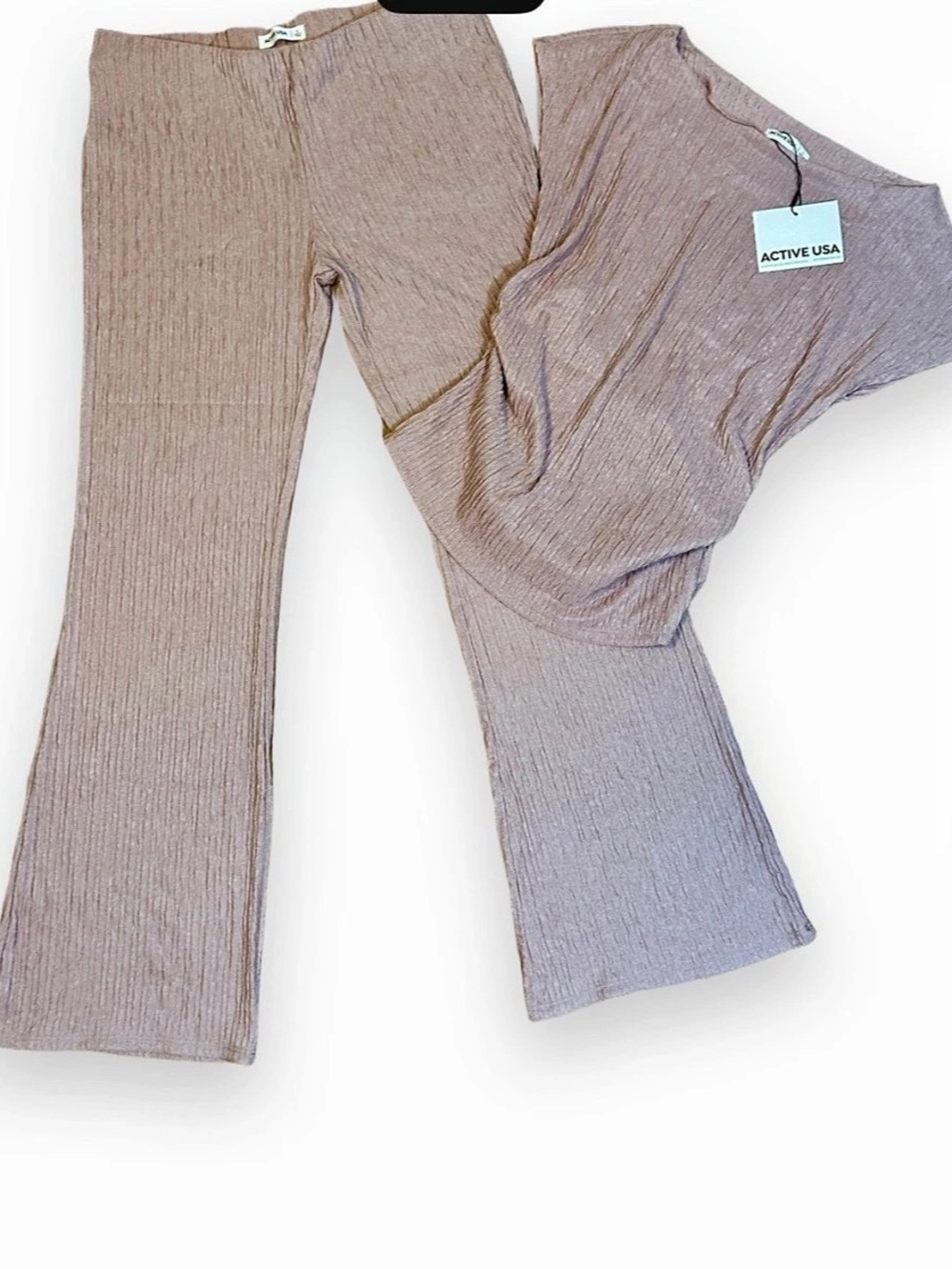 Active USA Textured Two-Piece Set in Pink Size Large NWT